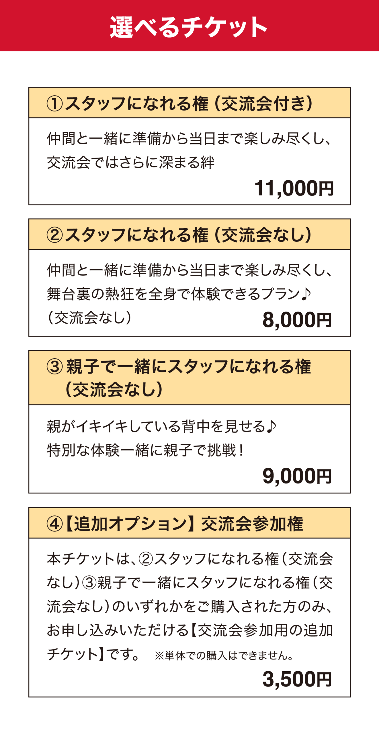 選べるチケット